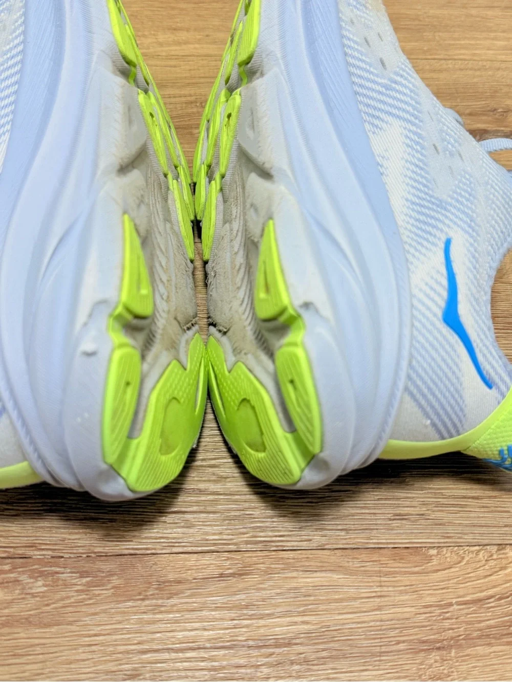 Hoka Men's Light Blue Athletic Running Shoes with Neon Accent